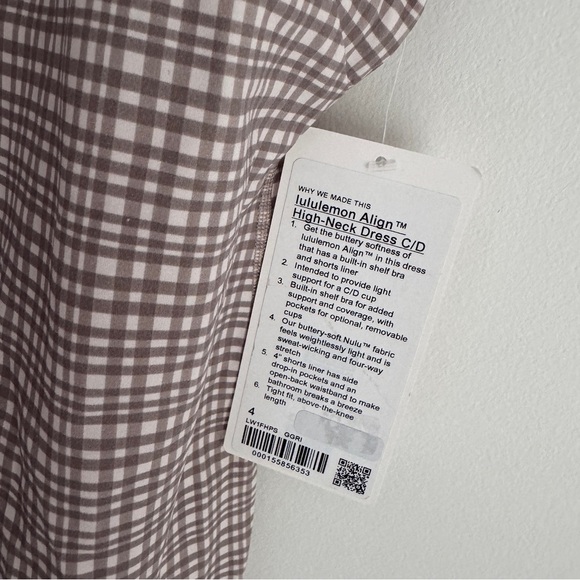 🆕🤎 Lululemon Align High Neck Dress - Glow Grid Light Ivory Multi - Picture 7 of 10